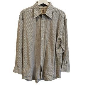 Vintage TOMMY HILFIGER Men’s White Blue Stripes button up coastal sailor large